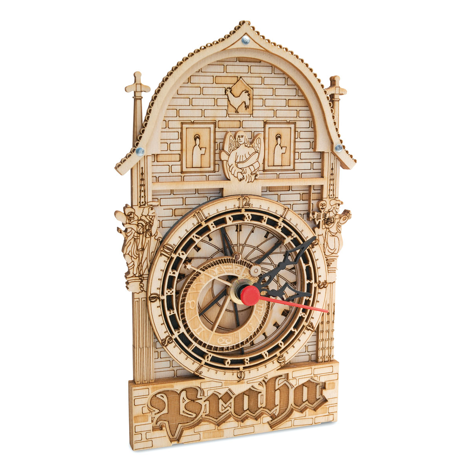 Horloge en bois gravée et découpée au laser avec design précis et finition soignée.