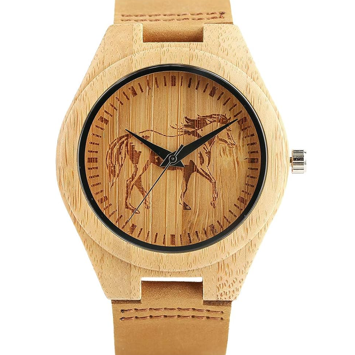 Montre stylée en bois gravée au laser CO2