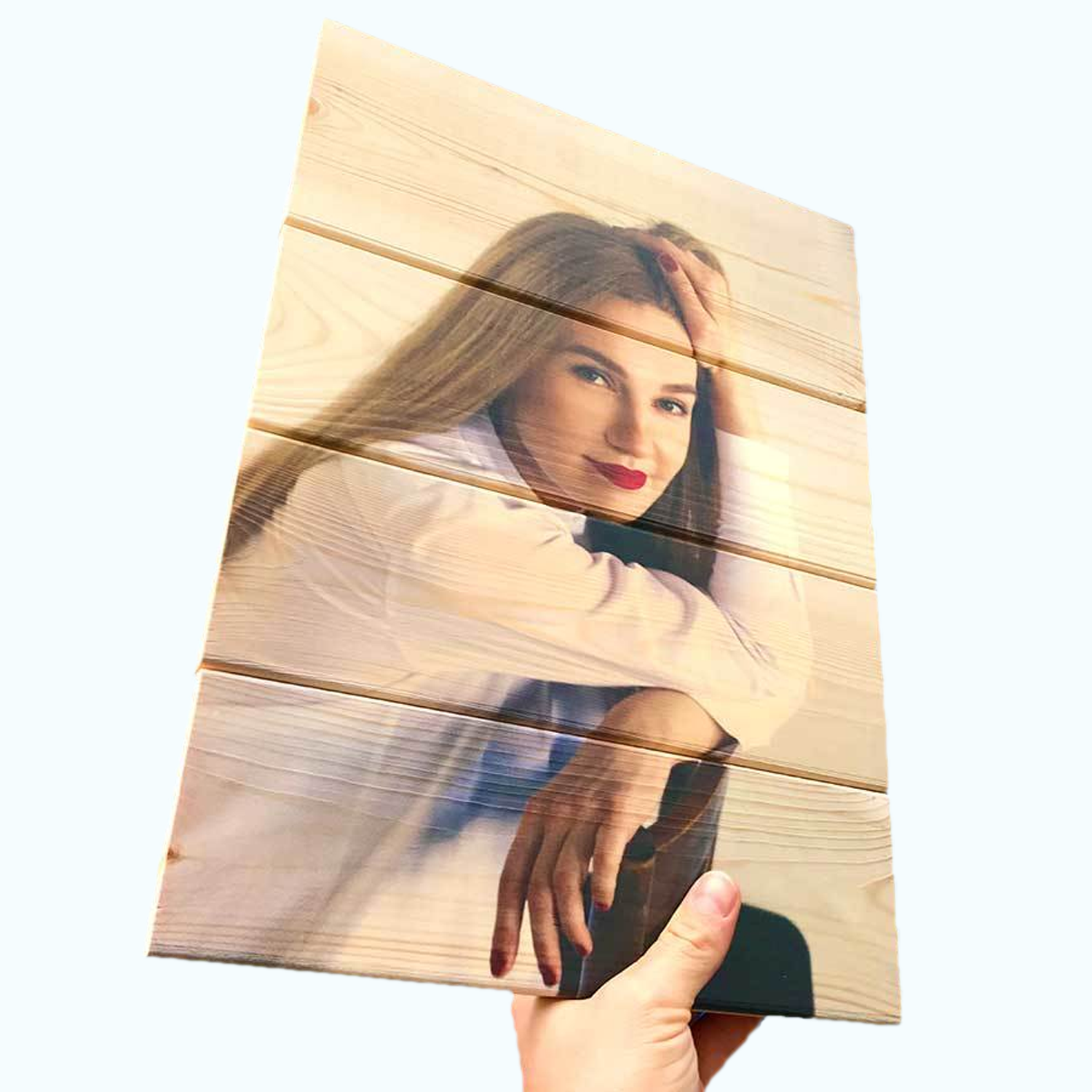 Planches en bois personnalisées par l'impression d'une photo.