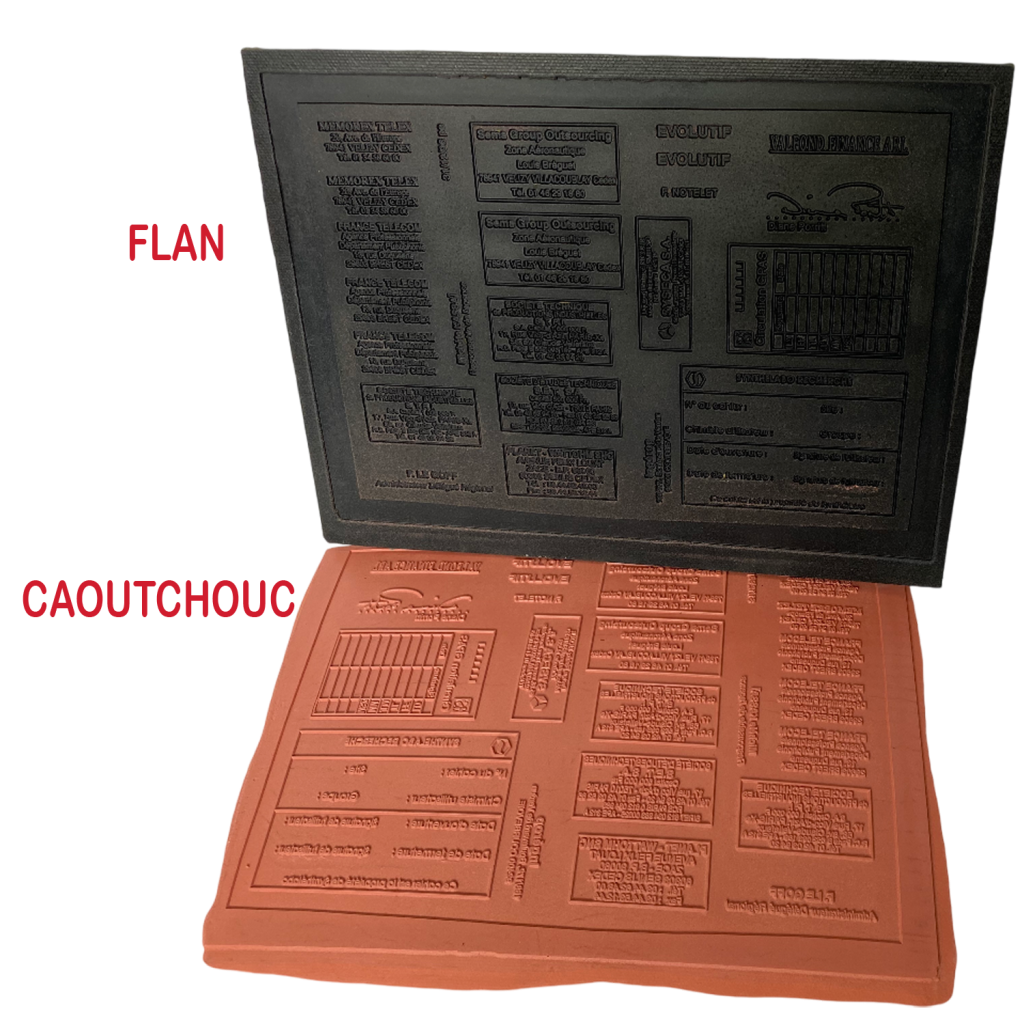 caoutchouc et flande clicherie pour le tampon