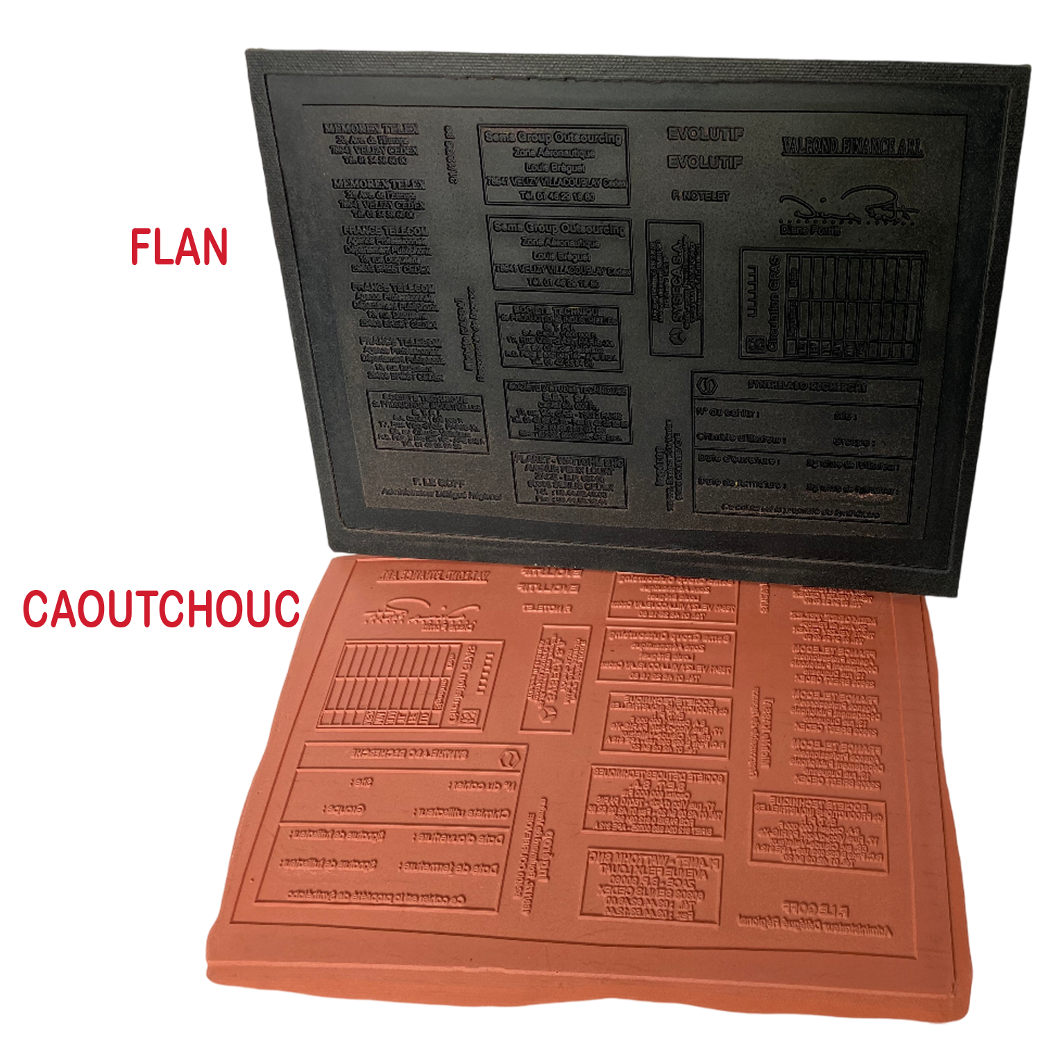 caoutchouc et flande clicherie pour le tampon