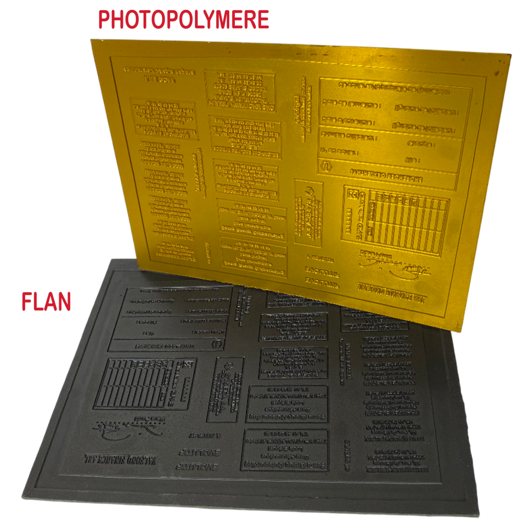 photopolymere dur et flan de clicherie pour tampon caoutchouc
