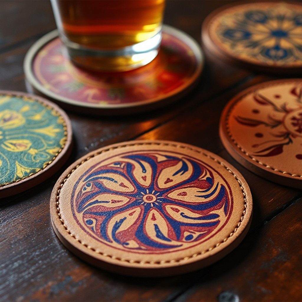 Impression UV sur des sous-verres en cuir