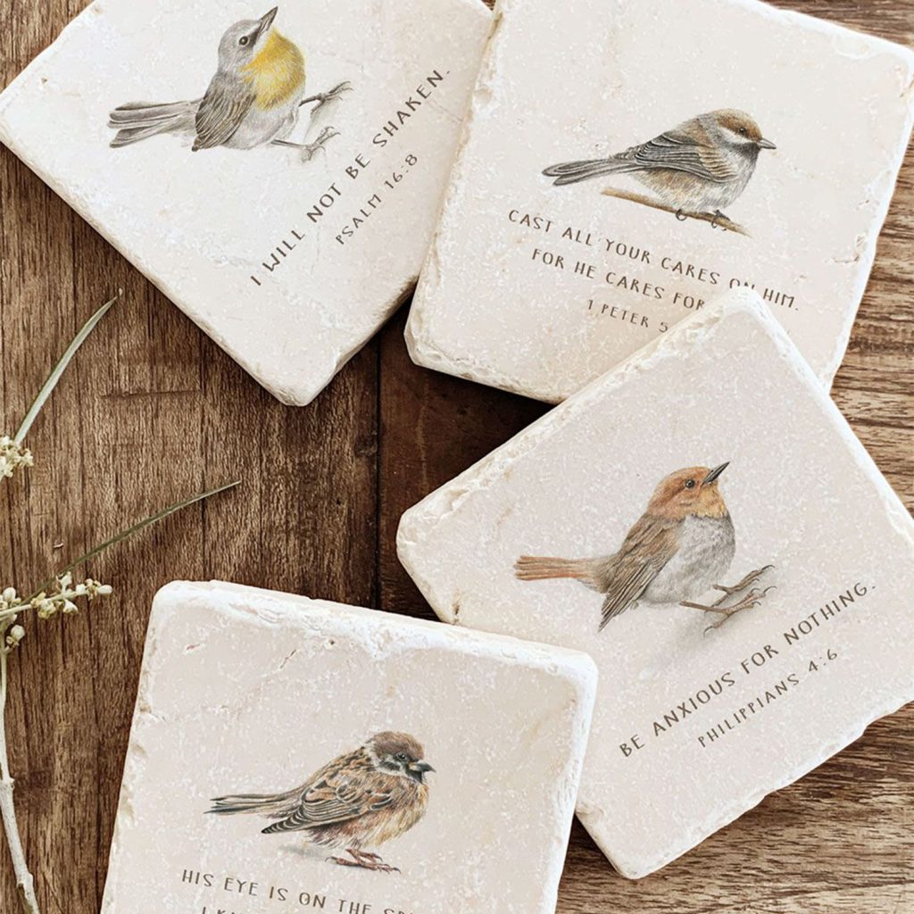 Carreaux en pierre avec personnalisation d'oiseaux imprimés en UV
